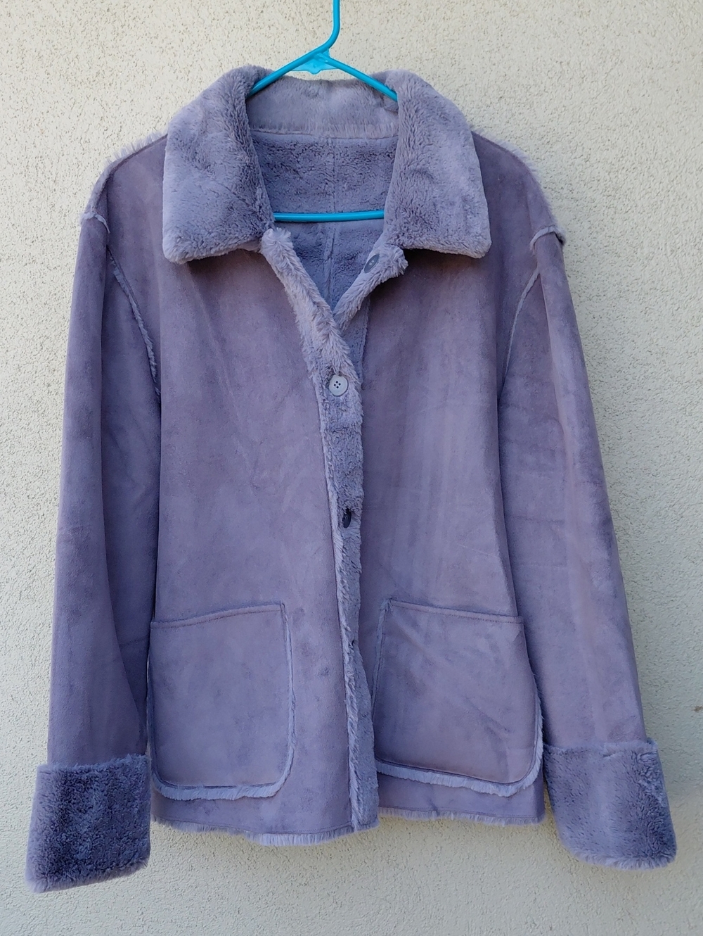 Brandon Thomas Gray Reversible Faux Shirling Suede Jacket XL